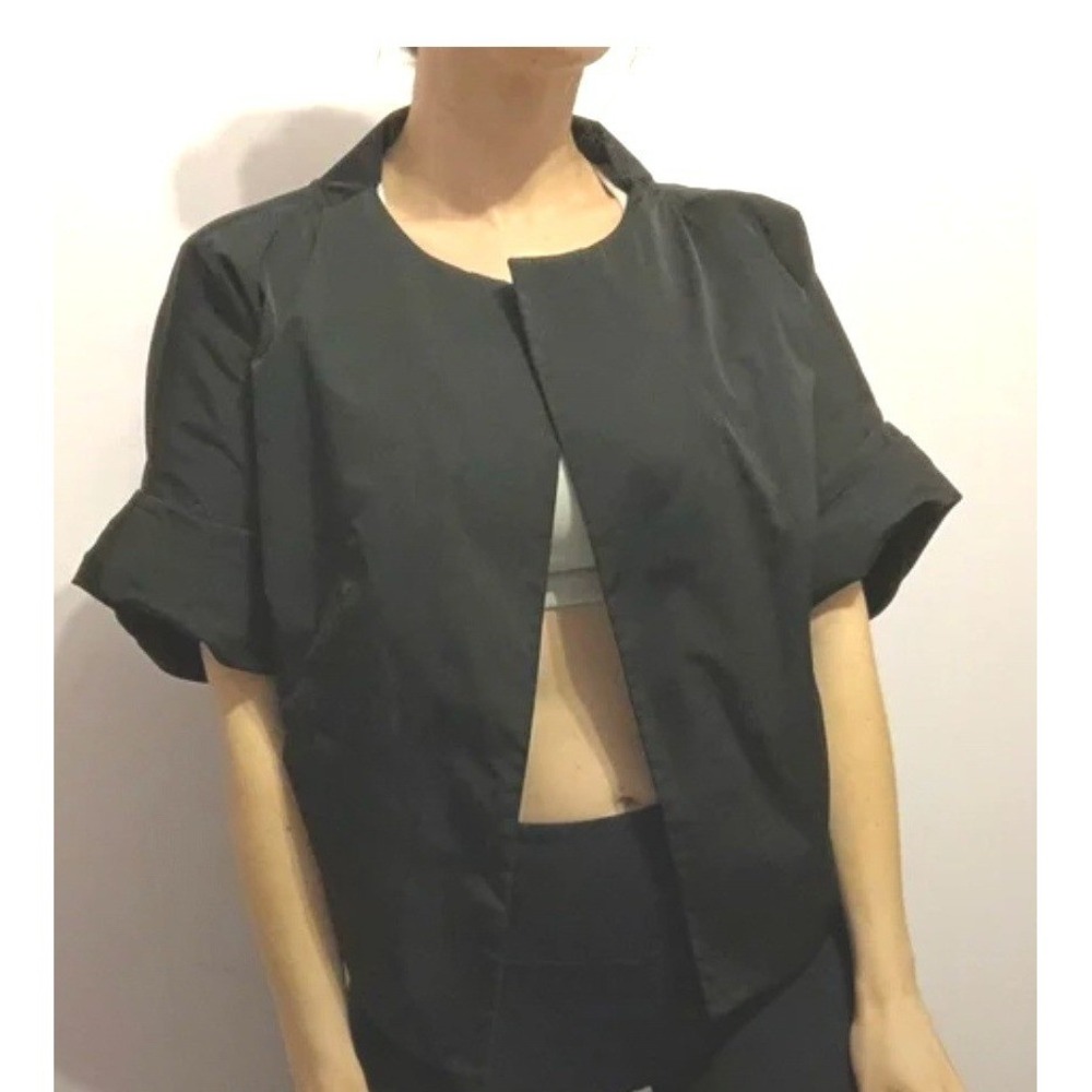 Twelfth Street by Cynthia Vincent Black Cropped Short-Sleeve Jacket – Size M